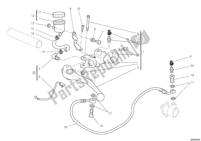 Todas as partes de Cilindro Mestre Da Embreagem do Ducati Hypermotard 1100 EVO SP 2011